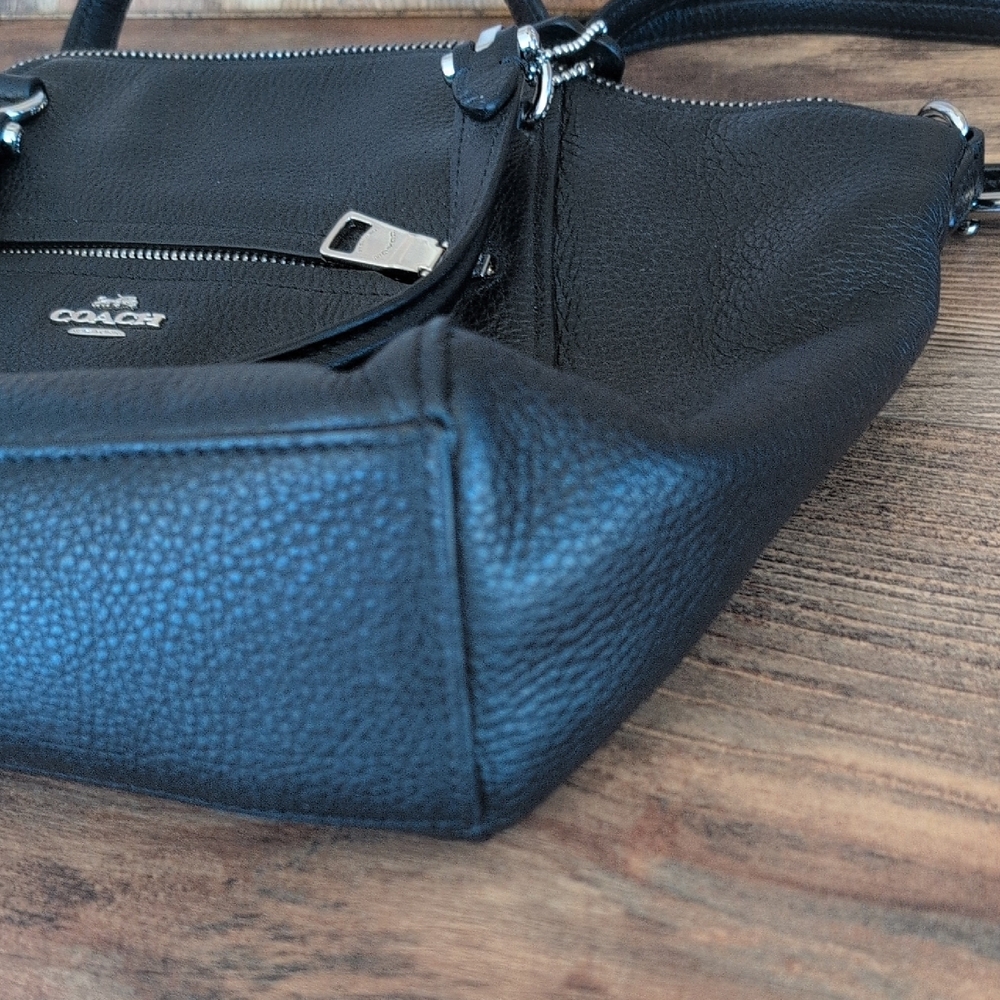 Coach Black Prairie Satchel Pebbled Leather Satchel with Silver Hardware   C294 - Picture 13 of 15